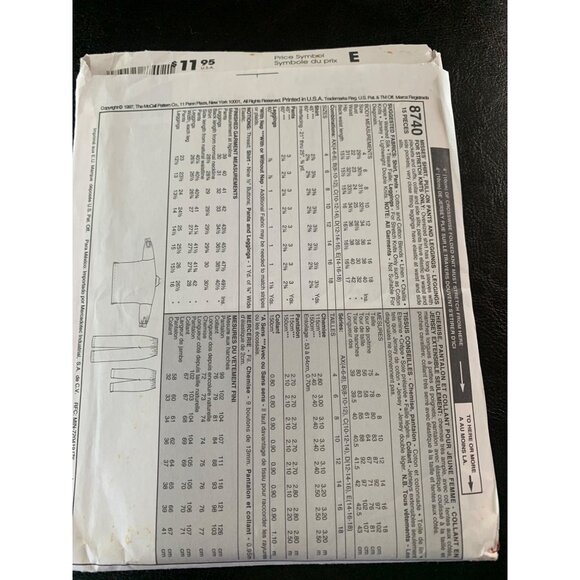 McCall's Misses Shirt Pants Leggings Sewing Pattern Sz 8 - 12 8740 - Uncut - Picture 5 of 9